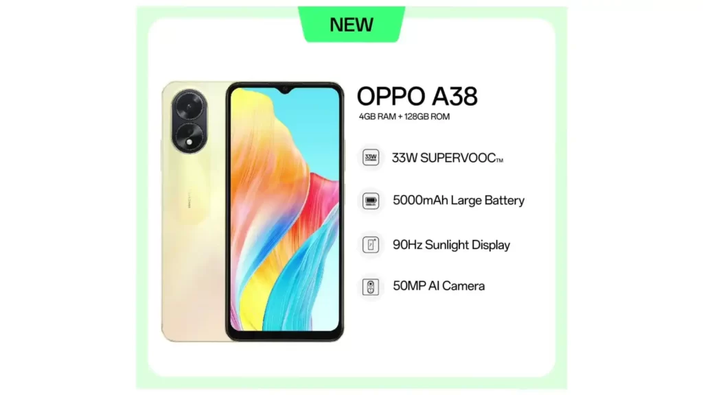 Image Of OPPO A38 Highlighting Features