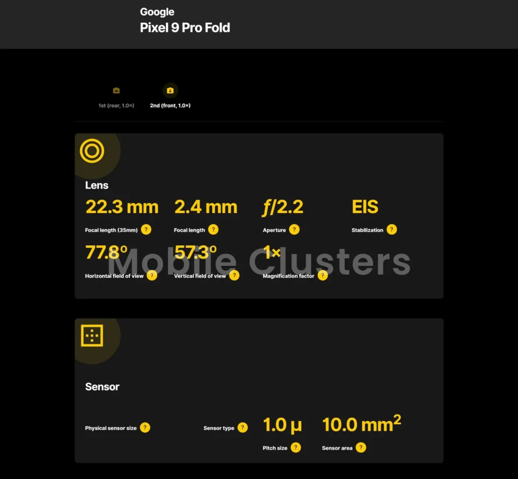Google Pixel 9 Pro Fold Front Carema FV5 Report