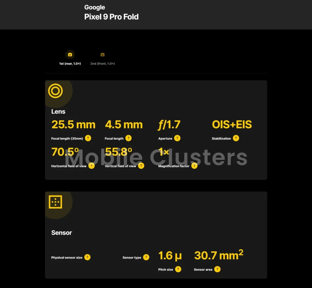 Google Pixel 9 Pro Fold Rear Carema FV5 Report