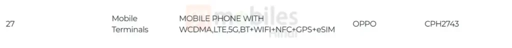 OPPO Reno 14F IMDA Certificate