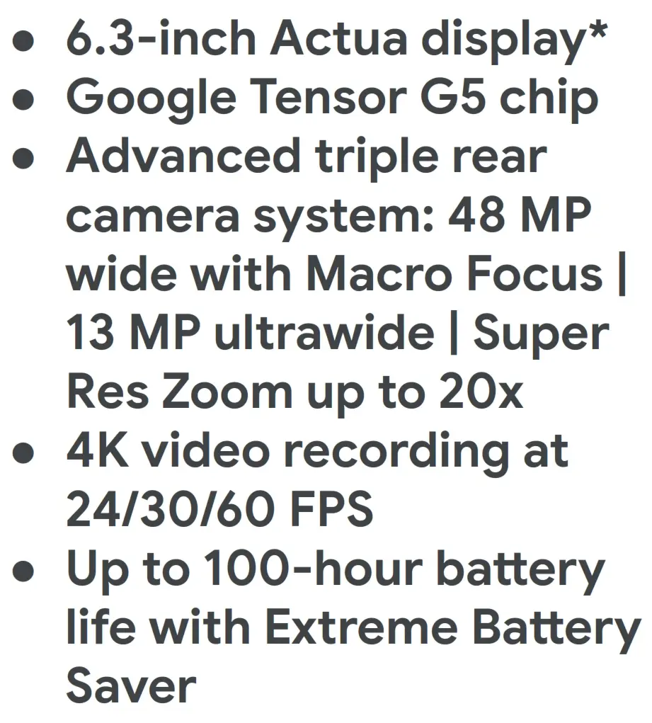 Google Pixel 10 Specs Leak