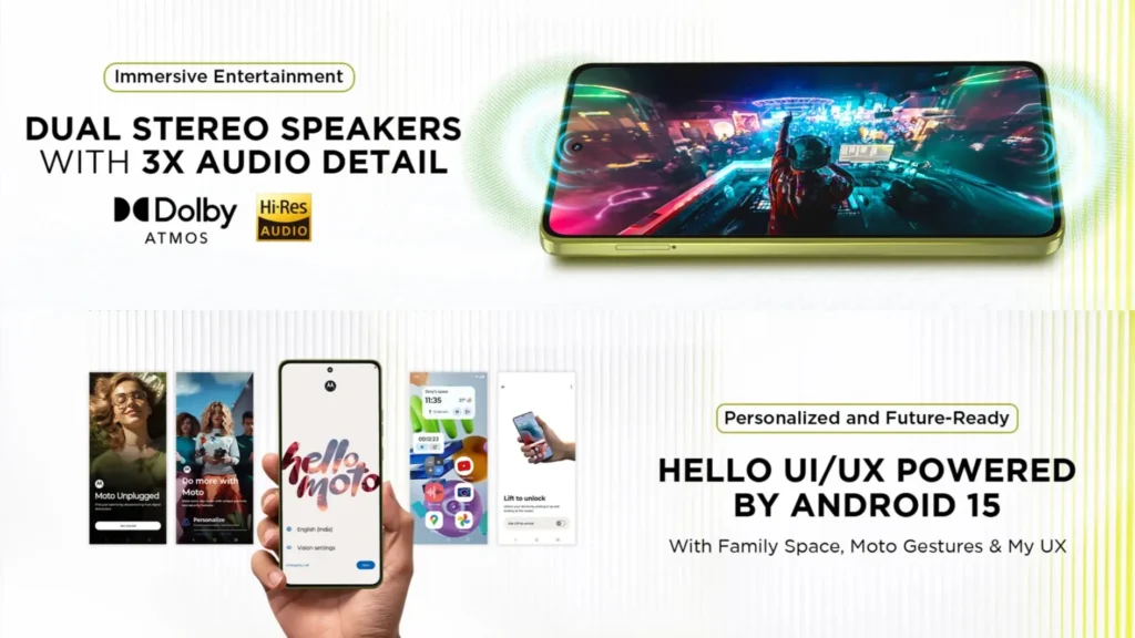 Moto G86 Power 5G OS and Audio Specs Poster