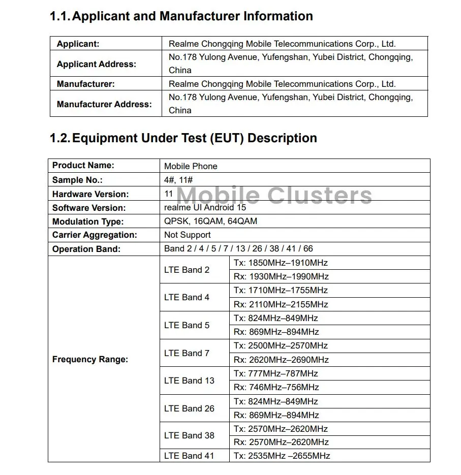 Realme Note 70T FCC Listing