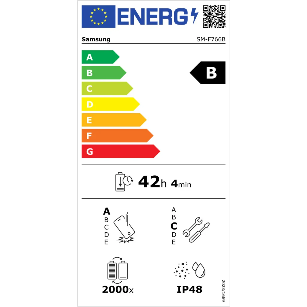Samsung Galaxy Z Flip 7 EPREL Label