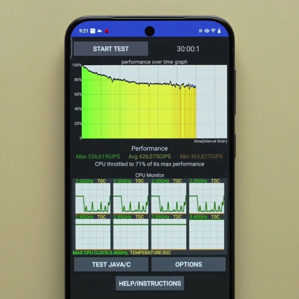 Vivo X200 FE CPU Throtteling Test